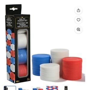 Poker Chip Set with Red, White, and Blue Chips